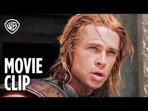 Brad Pitt as Achilles Storms the Beach of Troy - Movie Clip