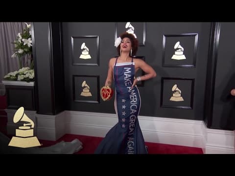 Joy Villa in Trump Dress | Red Carpet | 59th GRAMMYs